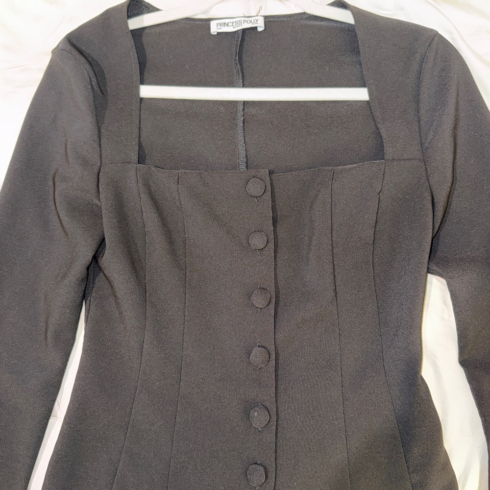 Princess Polly Charcoal Long Sleeve Dress